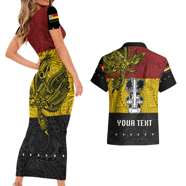 Papua New Guinea New Ireland Province Couples Matching Long Sleeve Bodycon Dress and Hawaiian Shirt Mix Coat Of Arms Polynesian Pattern LT05 main image 0