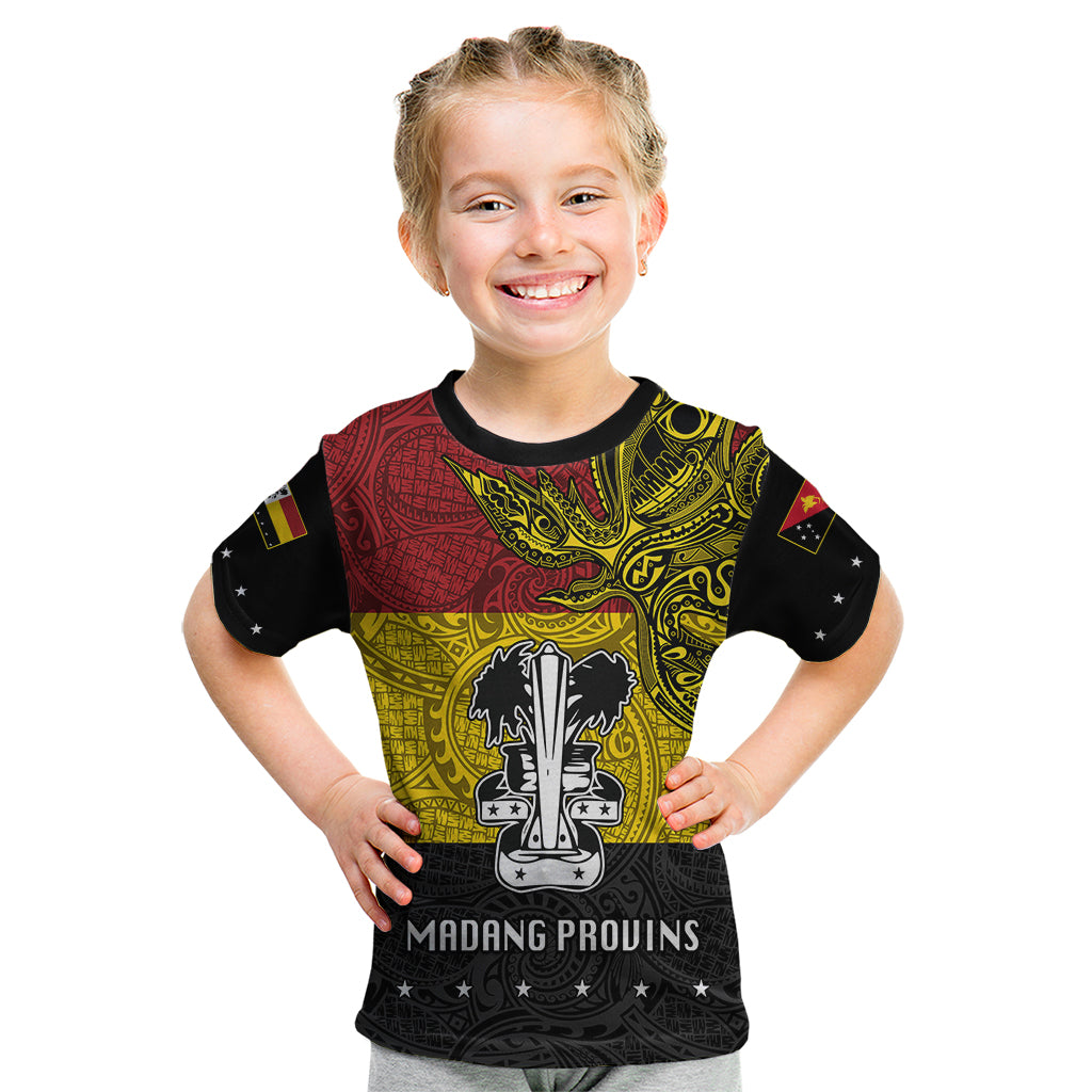 Custom Papua New Guinea Madang Province Kid T Shirt PNG Birds Of Paradise Polynesian Arty Style LT03 Yellow - Polynesian Pride
