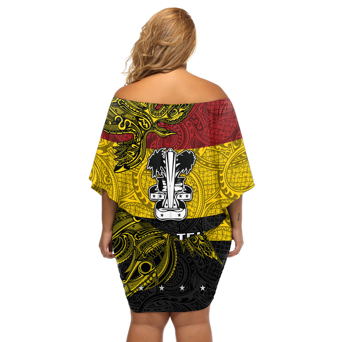 Custom Papua New Guinea Madang Province Off Shoulder Short Dress PNG Birds Of Paradise Polynesian Arty Style LT03 - Polynesian Pride
