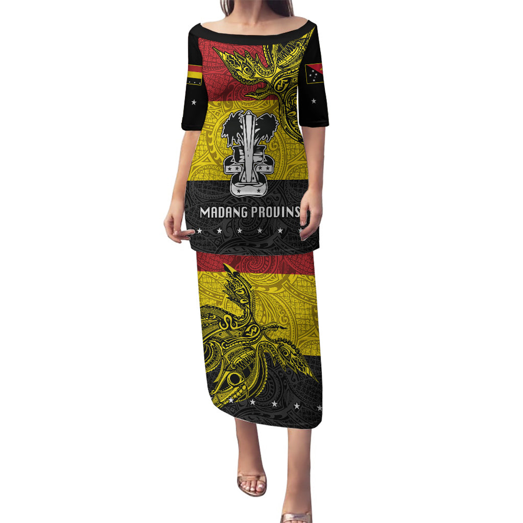 Custom Papua New Guinea Madang Province Puletasi PNG Birds Of Paradise Polynesian Arty Style LT03 Long Dress Yellow - Polynesian Pride
