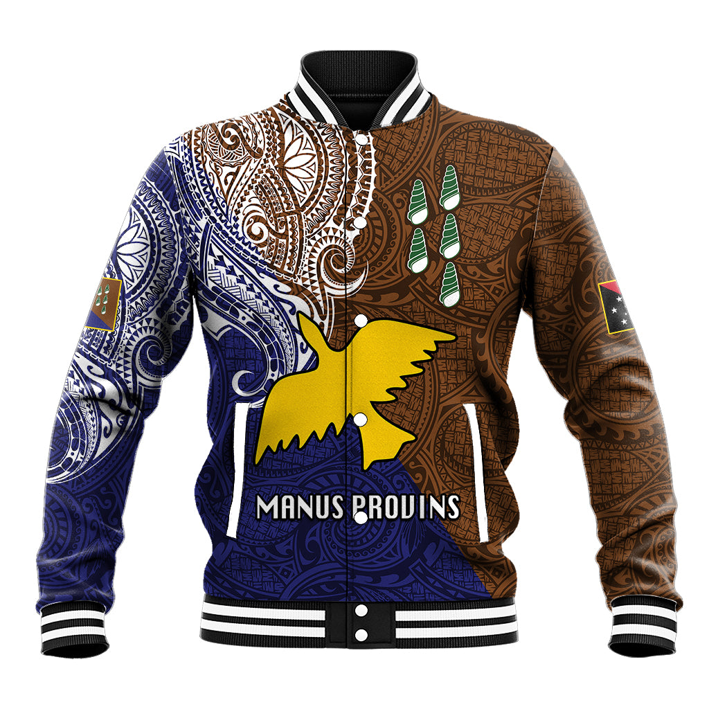 Papua New Guinea Manus Province Baseball Jacket PNG Birds Of Paradise Polynesian Arty Style LT03 Unisex Brown - Polynesian Pride