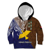 Papua New Guinea Manus Province Kid Hoodie PNG Birds Of Paradise Polynesian Arty Style LT03 Hoodie Brown - Polynesian Pride