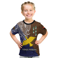 Papua New Guinea Manus Province Kid T Shirt PNG Birds Of Paradise Polynesian Arty Style LT03 Brown - Polynesian Pride