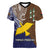 Papua New Guinea Manus Province Women V Neck T Shirt PNG Birds Of Paradise Polynesian Arty Style LT03 Female Brown - Polynesian Pride