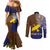 Custom Papua New Guinea Manus Province Couples Matching Mermaid Dress and Long Sleeve Button Shirts PNG Birds Of Paradise Polynesian Arty Style LT03 - Polynesian Pride