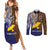 Custom Papua New Guinea Manus Province Couples Matching Summer Maxi Dress and Long Sleeve Button Shirts PNG Birds Of Paradise Polynesian Arty Style LT03 Brown - Polynesian Pride
