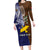 Custom Papua New Guinea Manus Province Long Sleeve Bodycon Dress PNG Birds Of Paradise Polynesian Arty Style LT03 Long Dress Brown - Polynesian Pride
