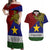 Papua New Guinea Milne Bay Province Couples Matching Off Shoulder Maxi Dress and Hawaiian Shirt PNG Birds Of Paradise Polynesian Arty Style LT03 Blue - Polynesian Pride