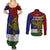 Papua New Guinea Milne Bay Province Couples Matching Summer Maxi Dress and Long Sleeve Button Shirts PNG Birds Of Paradise Polynesian Arty Style LT03 - Polynesian Pride
