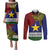 Custom Papua New Guinea Milne Bay Province Couples Matching Puletasi Dress and Long Sleeve Button Shirts PNG Birds Of Paradise Polynesian Arty Style LT03 Blue - Polynesian Pride
