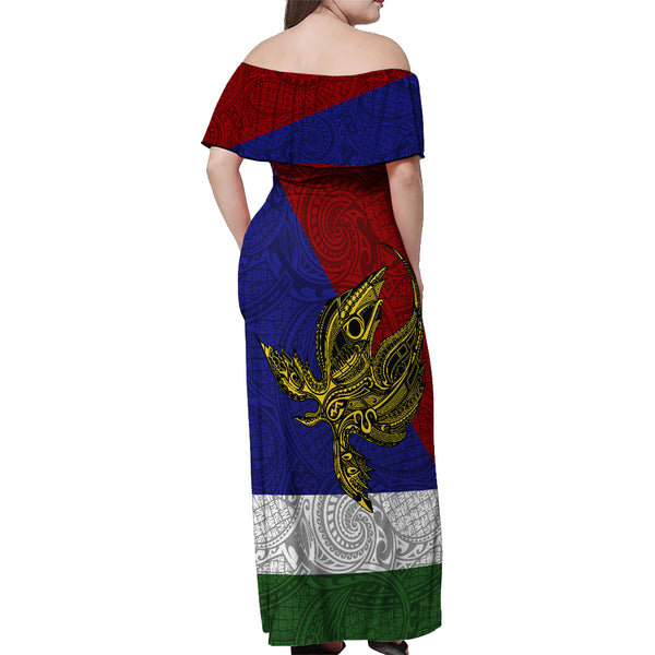 Papua New Guinea Off Shoulder Long Dress 49th Independence Anniversary - Motu Revareva LT7
