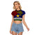 Custom Papua New Guinea Milne Bay Province Raglan Cropped T Shirt PNG Birds Of Paradise Polynesian Arty Style LT03 Female Blue - Polynesian Pride