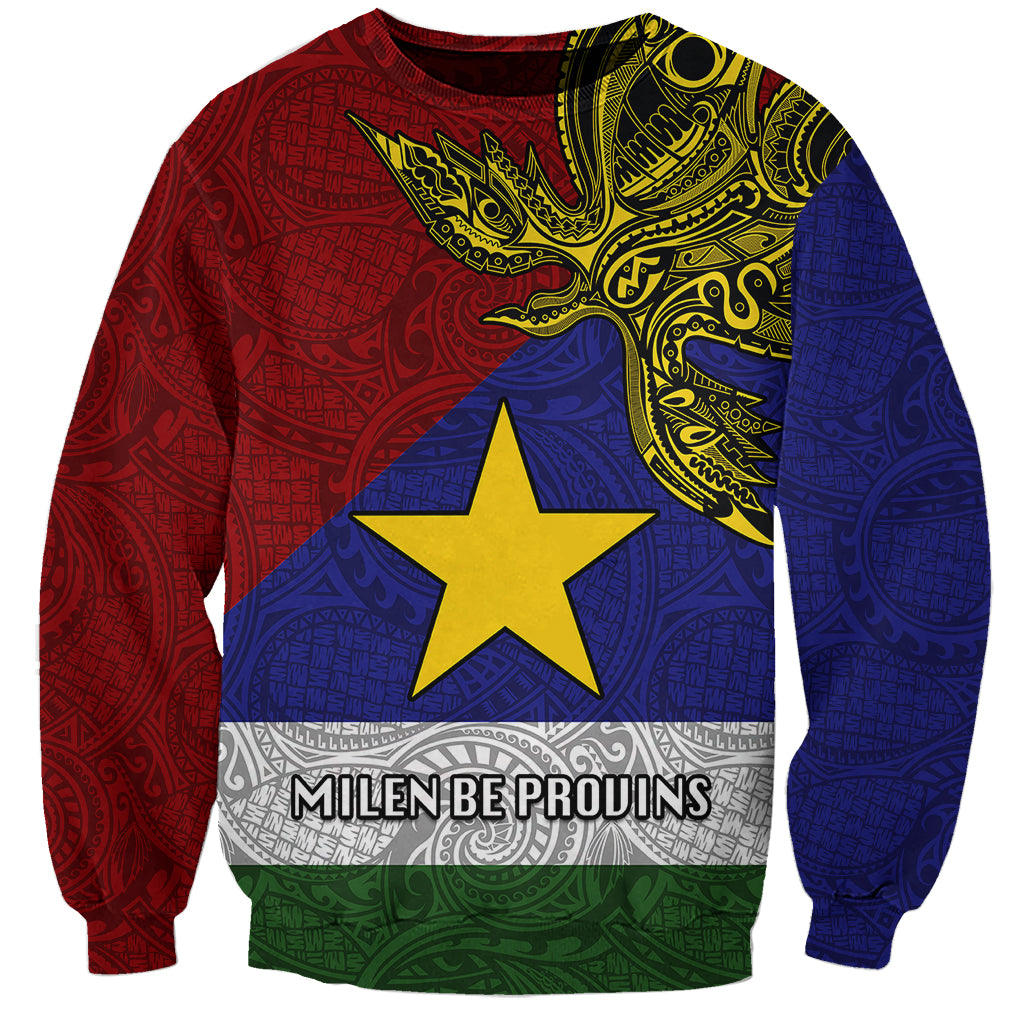 Custom Papua New Guinea Milne Bay Province Sweatshirt PNG Birds Of Paradise Polynesian Arty Style LT03 Unisex Blue - Polynesian Pride