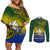 Papua New Guinea Morobe Province Couples Matching Off Shoulder Short Dress and Long Sleeve Button Shirts PNG Birds Of Paradise Polynesian Arty Style LT03 Yellow - Polynesian Pride