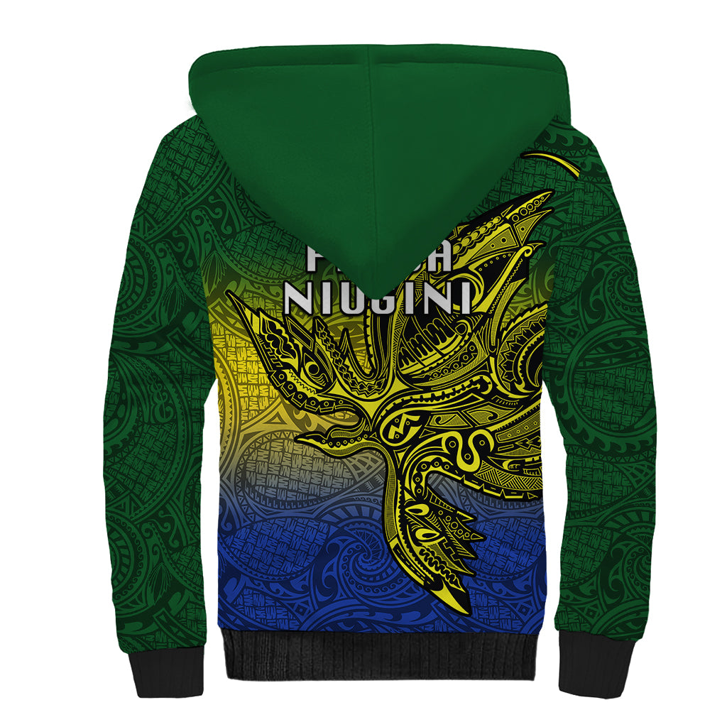 Papua New Guinea Morobe Province Sherpa Hoodie PNG Birds Of Paradise Polynesian Arty Style LT03 - Polynesian Pride
