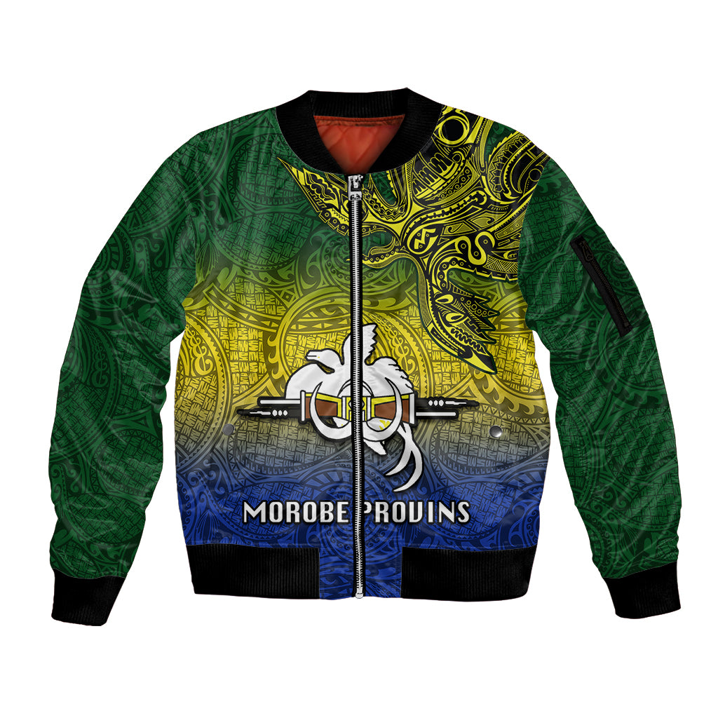 Papua New Guinea Morobe Province Sleeve Zip Bomber Jacket PNG Birds Of Paradise Polynesian Arty Style LT03 Unisex Yellow - Polynesian Pride