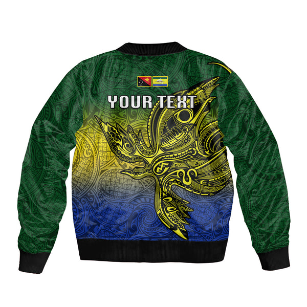 Custom Papua New Guinea Central Province Sleeve Zip Bomber Jacket PNG Birds Of Paradise Polynesian Arty Style LT03