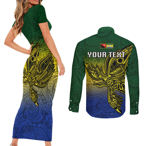 Personalized Papua New Guinea Morobe Province Couples Matching Off The Shoulder Long Sleeve Dress and Hawaiian Shirt Mix Coat Of Arms Polynesian Pattern LT05 main image 1
