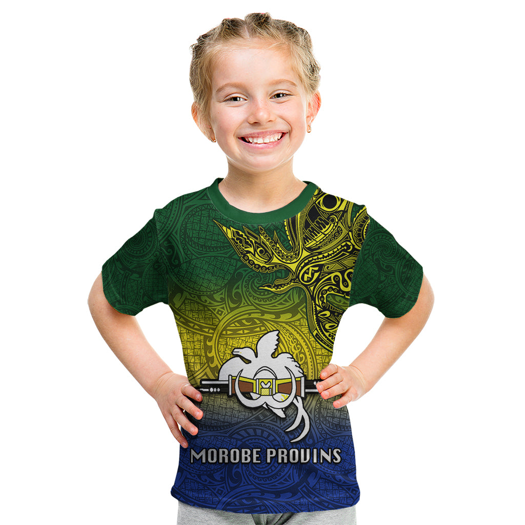 Custom Papua New Guinea Morobe Province Kid T Shirt PNG Birds Of Paradise Polynesian Arty Style LT03 Yellow - Polynesian Pride