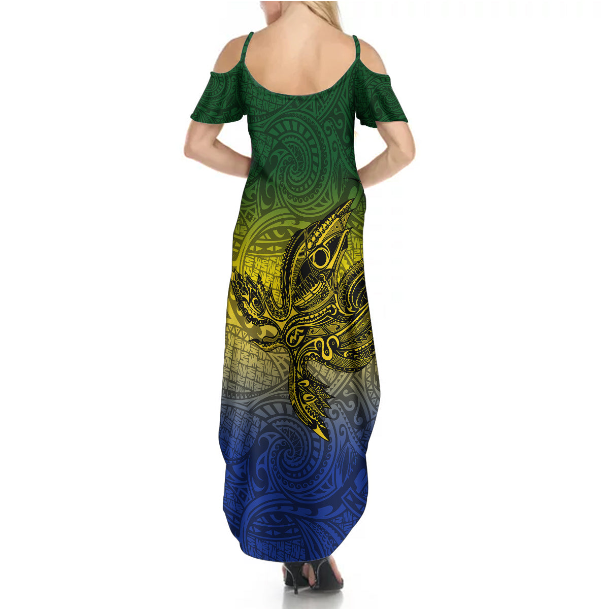 Custom Papua New Guinea Morobe Province Summer Maxi Dress PNG Birds Of Paradise Polynesian Arty Style LT03 - Polynesian Pride
