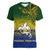 Custom Papua New Guinea Morobe Province Women V Neck T Shirt PNG Birds Of Paradise Polynesian Arty Style LT03 Female Yellow - Polynesian Pride