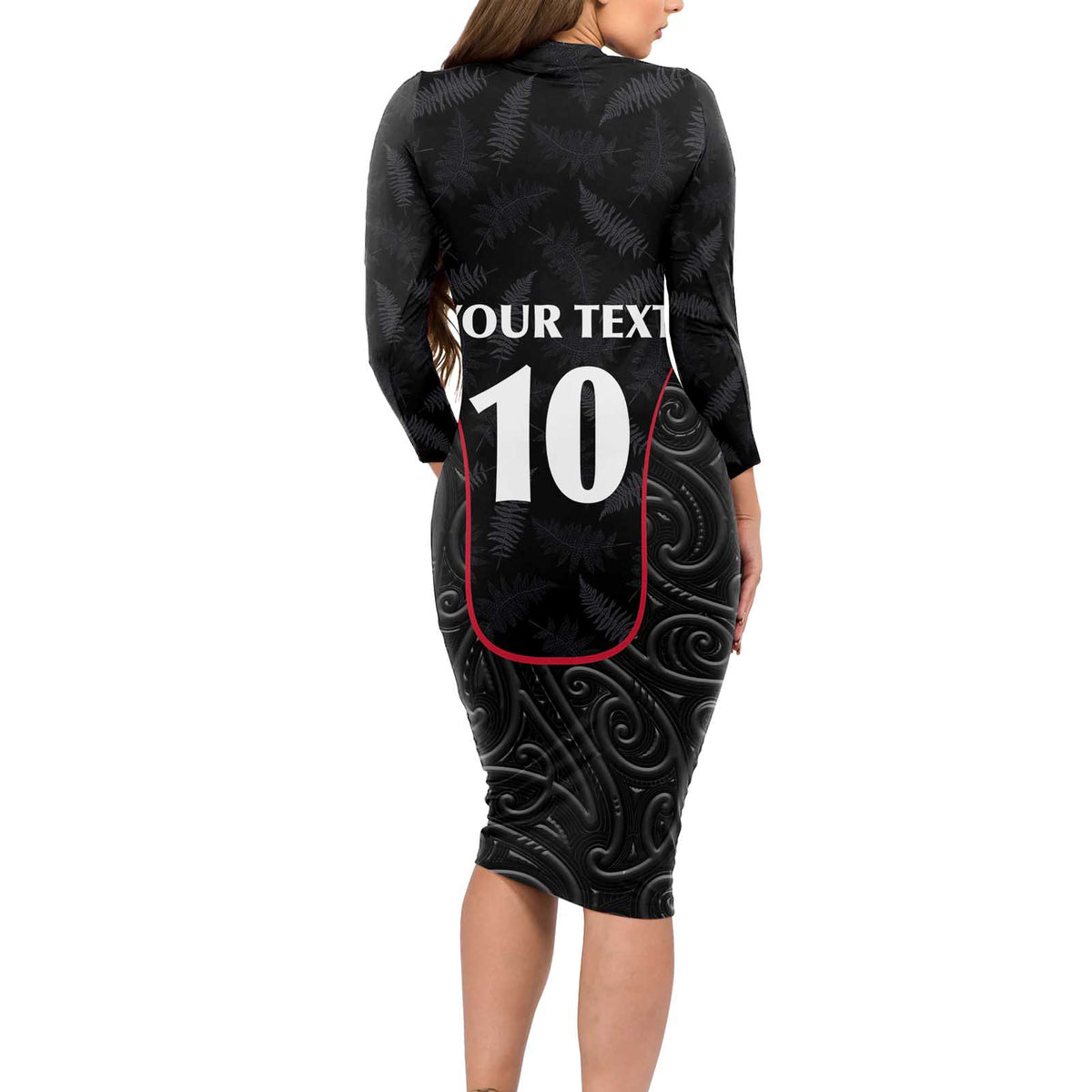 Custom New Zealand Rugby Long Sleeve Bodycon Dress Maori All Black Championship 2024 and Silver Fern