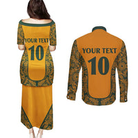 Custom Australia Rugby Championship 2024 Couples Matching Puletasi and Long Sleeve Button Shirt Aboriginal Art Tattoo Pattern LT03 - Polynesian Pride