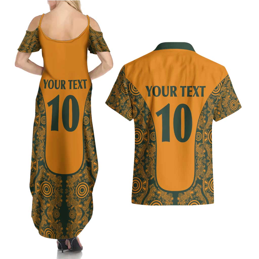 Custom Australia Rugby Championship 2024 Couples Matching Summer Maxi Dress and Hawaiian Shirt Aboriginal Art Tattoo Pattern LT03 - Polynesian Pride