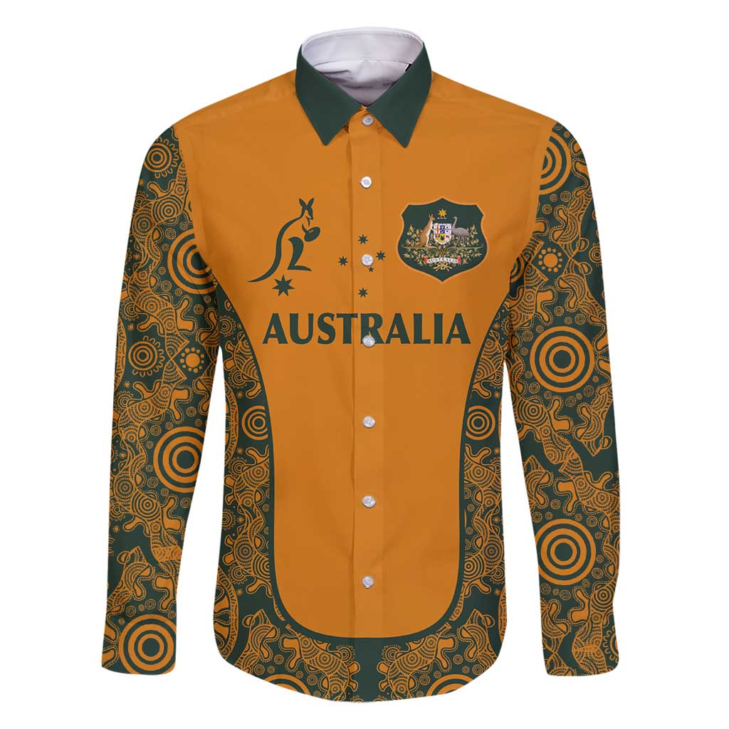 Custom Australia Rugby Championship 2024 Family Matching Long Sleeve Bodycon Dress and Hawaiian Shirt Aboriginal Art Tattoo Pattern