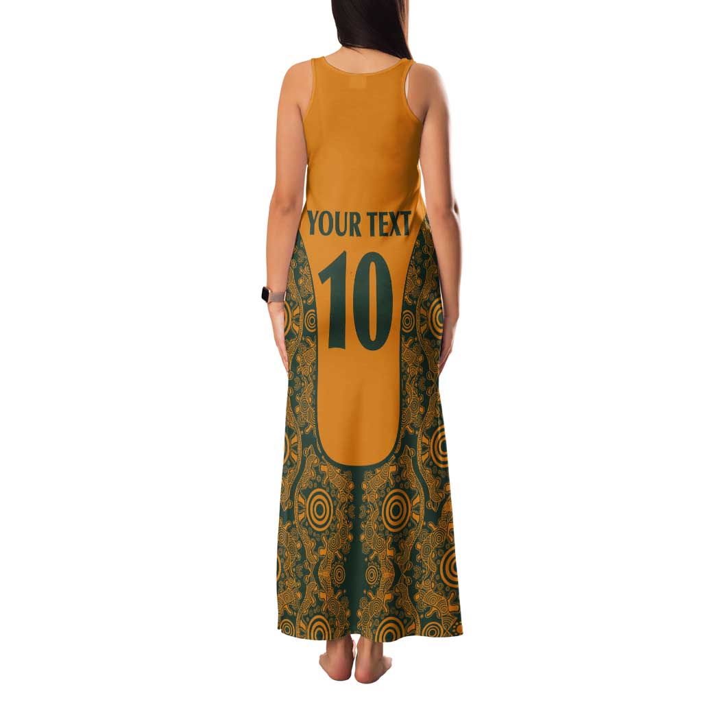 Custom Australia Rugby Championship 2024 Family Matching Tank Maxi Dress and Hawaiian Shirt Aboriginal Art Tattoo Pattern