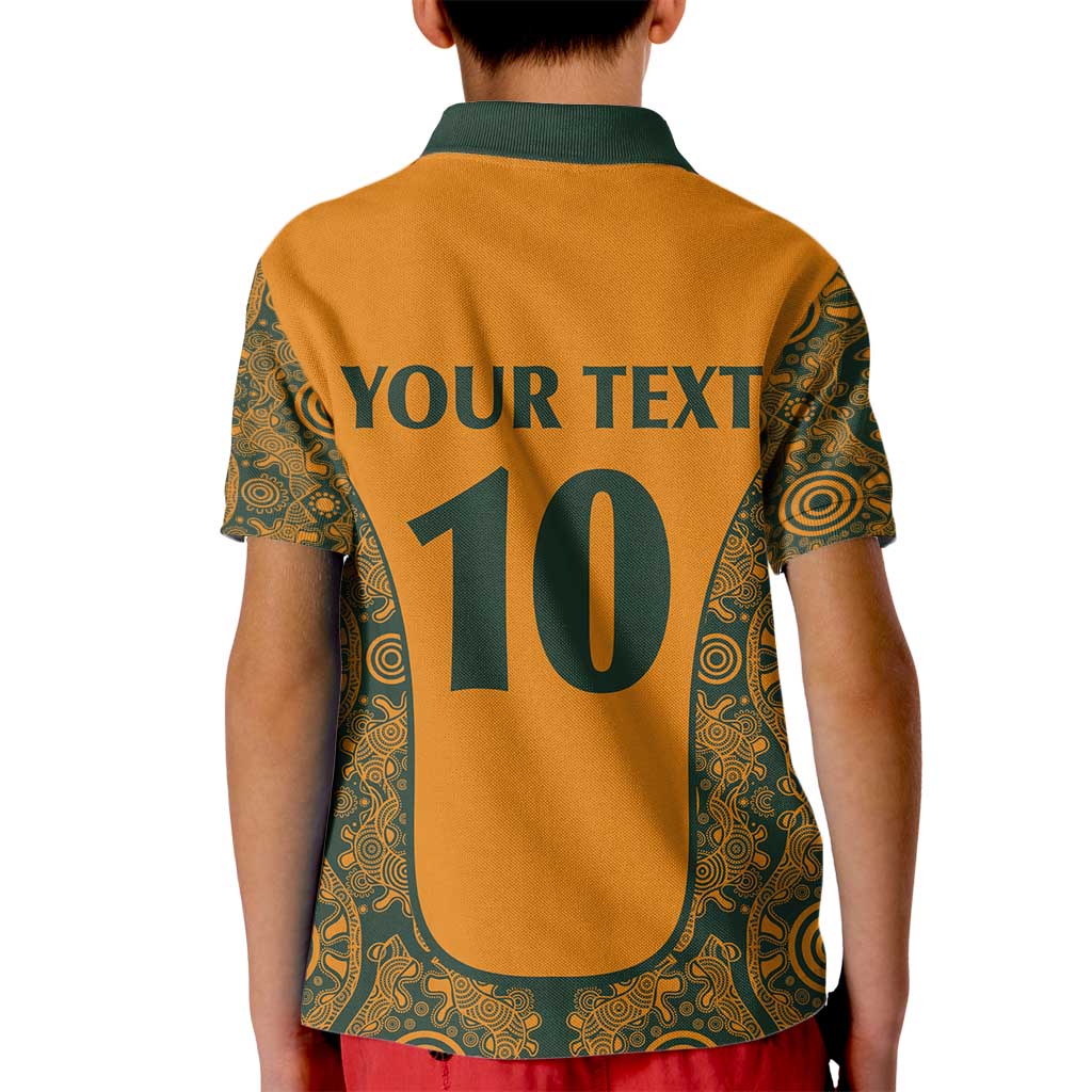 Custom Australia Rugby Championship 2024 Kid Polo Shirt Aboriginal Art Tattoo Pattern