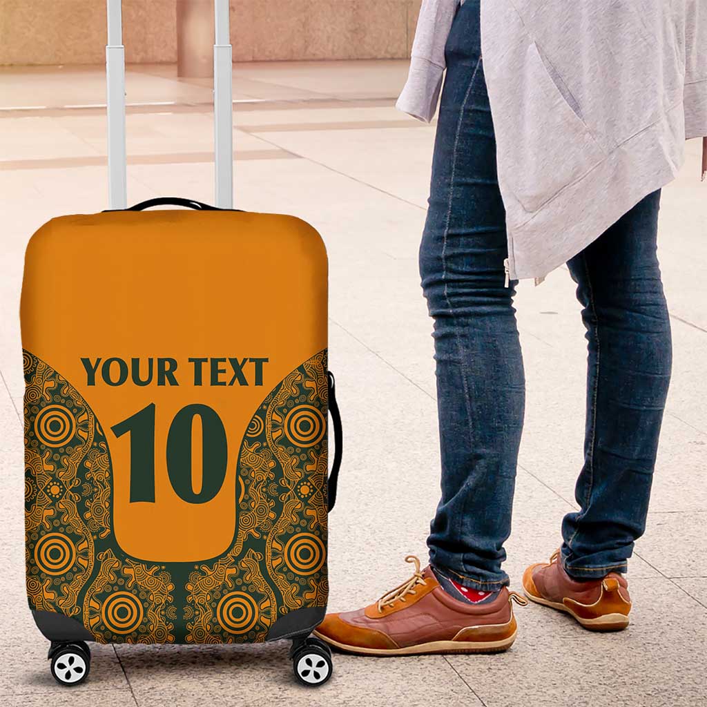 Custom Australia Rugby Championship 2024 Luggage Cover Aboriginal Art Tattoo Pattern LT03 Yellow - Polynesian Pride