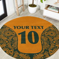 Custom Australia Rugby Championship 2024 Round Carpet Aboriginal Art Tattoo Pattern LT03 Yellow - Polynesian Pride