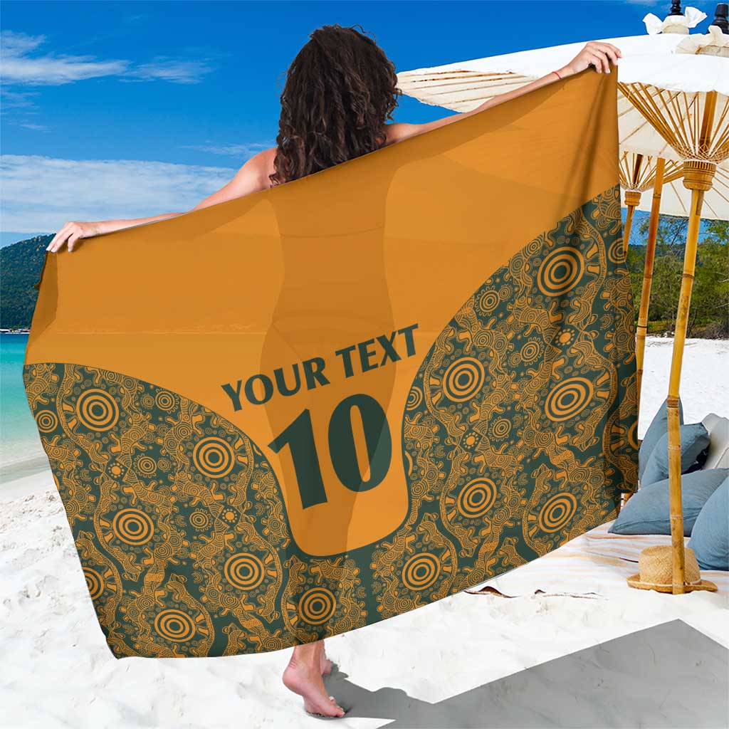Custom Australia Rugby Championship 2024 Sarong Aboriginal Art Tattoo Pattern LT03 One Size 44 x 66 inches Yellow - Polynesian Pride