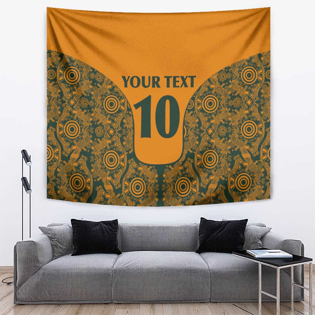 Custom Australia Rugby Championship 2024 Tapestry Aboriginal Art Tattoo Pattern LT03 Yellow - Polynesian Pride
