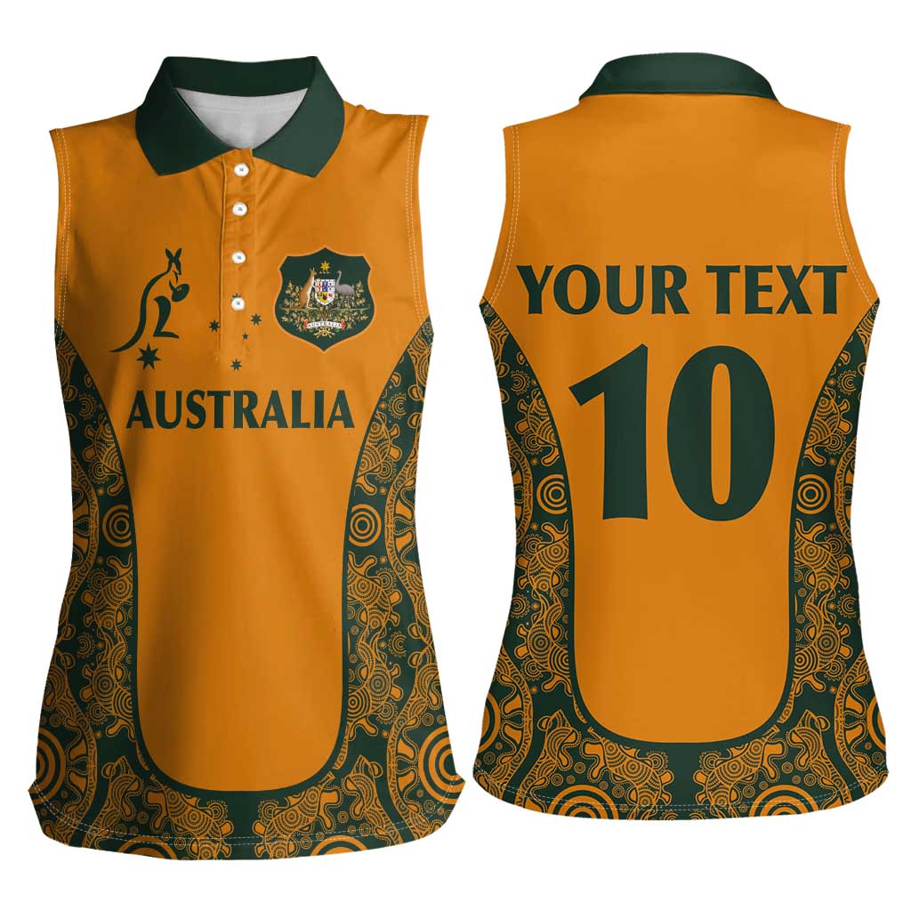 Custom Australia Rugby Championship 2024 Women Sleeveless Polo Shirt Aboriginal Art Tattoo Pattern LT03 - Polynesian Pride