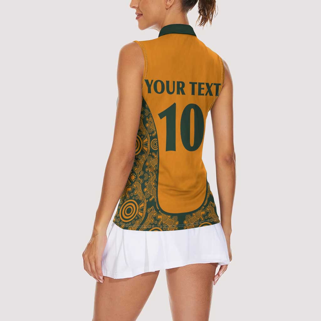 Custom Australia Rugby Championship 2024 Women Sleeveless Polo Shirt Aboriginal Art Tattoo Pattern LT03 - Polynesian Pride