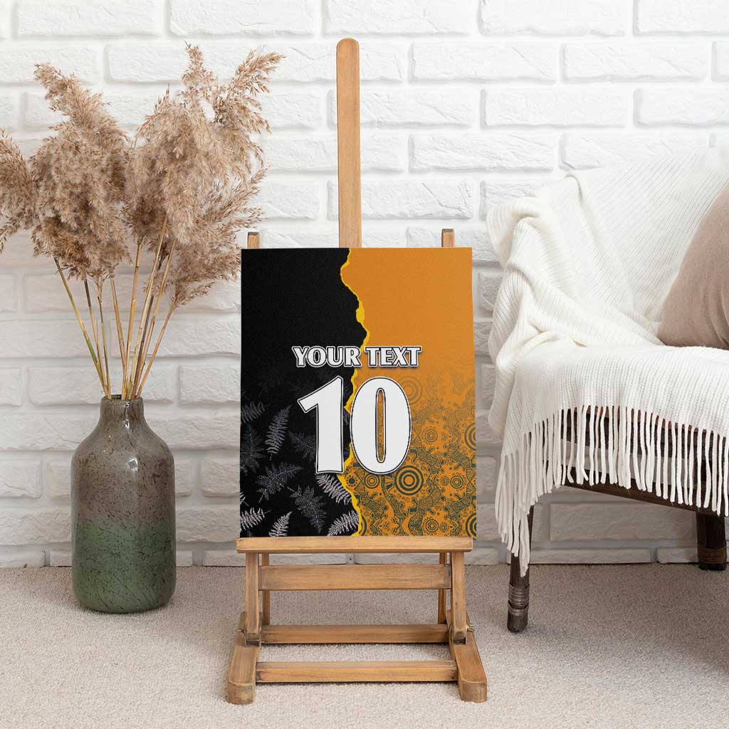 Custom New Zealand and Australia Rugby Championship 2024 Canvas Wall Art Maori Warrior and Kangaroo Mascot with Fern Aboriginal