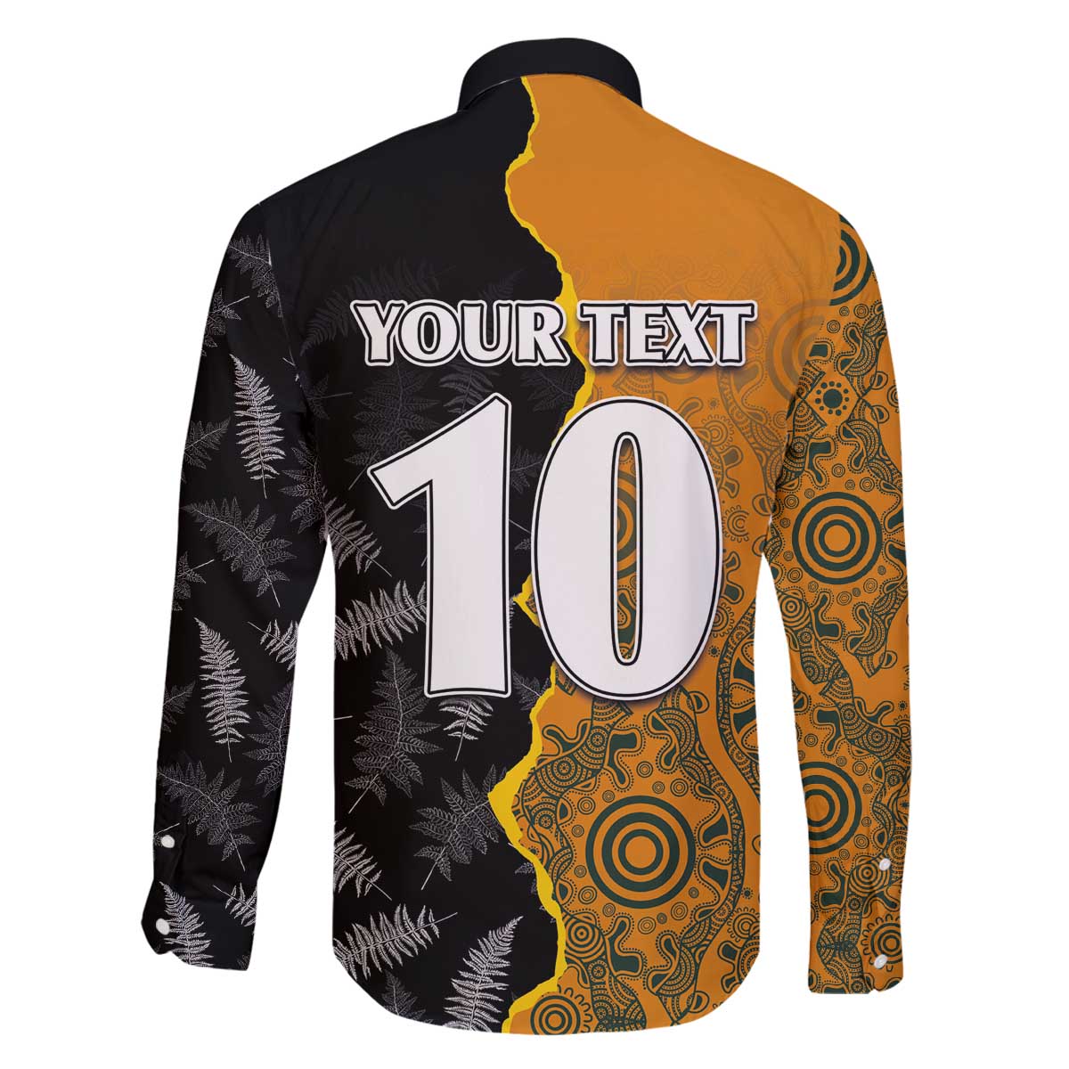 Custom New Zealand and Australia Rugby Championship 2024 Family Matching Off The Shoulder Long Sleeve Dress and Hawaiian Shirt Maori Warrior and Kangaroo Mascot with Fern Aboriginal LT03 - Polynesian Pride