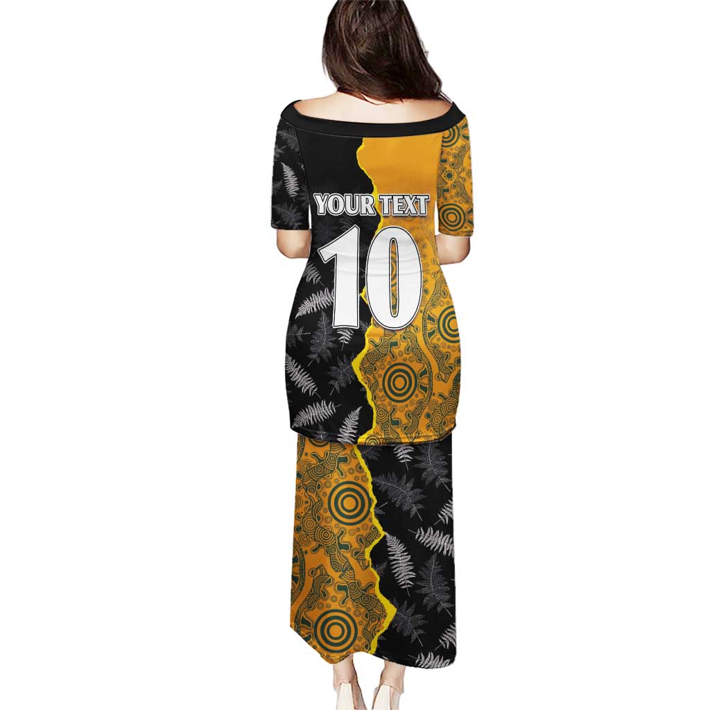 Custom New Zealand and Australia Rugby Championship 2024 Puletasi Maori Warrior and Kangaroo Mascot with Fern Aboriginal