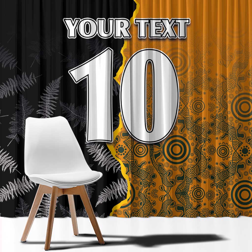 Custom New Zealand and Australia Rugby Championship 2024 Window Curtain Maori Warrior and Kangaroo Mascot with Fern Aboriginal