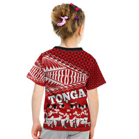 Tonga Rugby Kid T Shirt Sipi Tau Dance Ngatu Pattern LT03 - Polynesian Pride