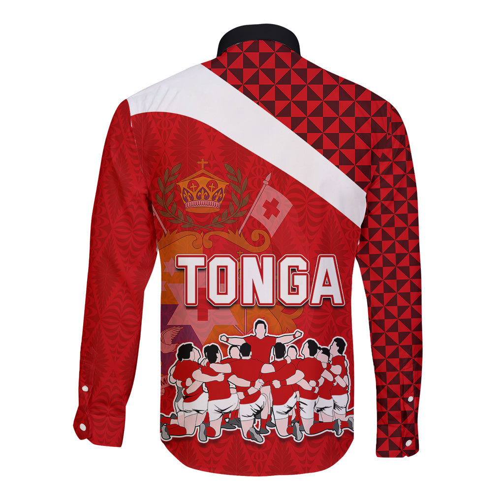 tonga-rugby-long-sleeve-button-shirt-sipi-tau-dance-coat-of-arms-ngatu-pattern