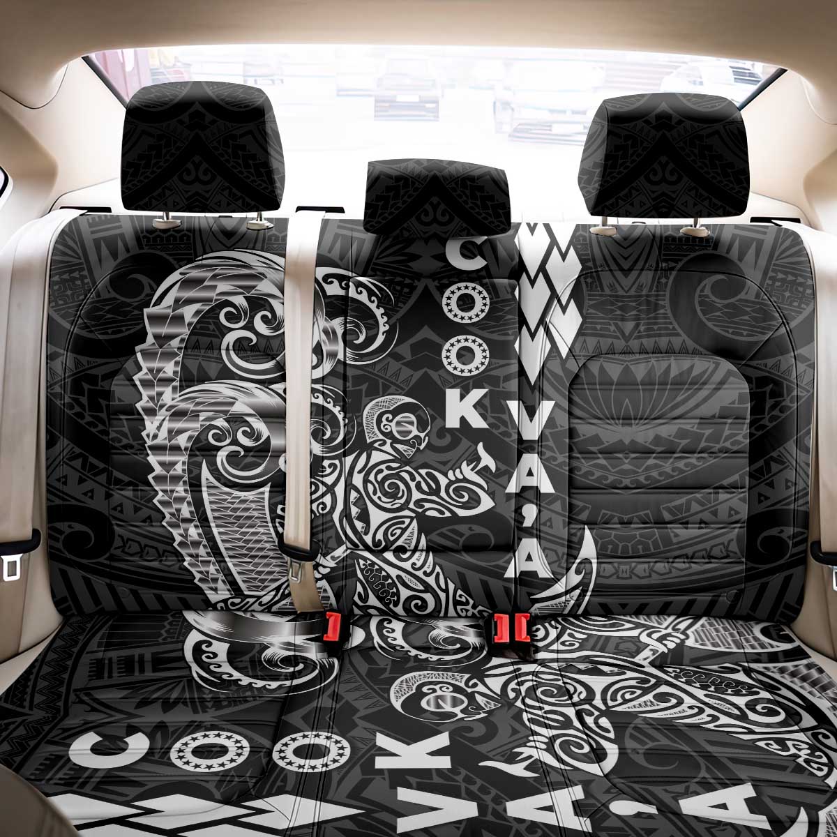 Cook Islands Vaa Polynesian Art Tattoo Back Car Seat Cover Black Color