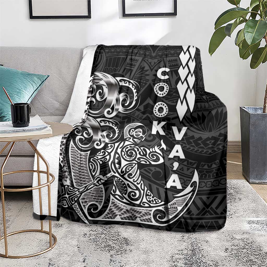 Cook Islands Vaa Polynesian Art Tattoo Blanket Black Color