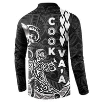 Cook Islands Vaa Polynesian Art Tattoo Button Sweatshirt Black Color