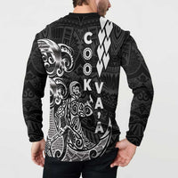 Cook Islands Vaa Polynesian Art Tattoo Button Sweatshirt Black Color