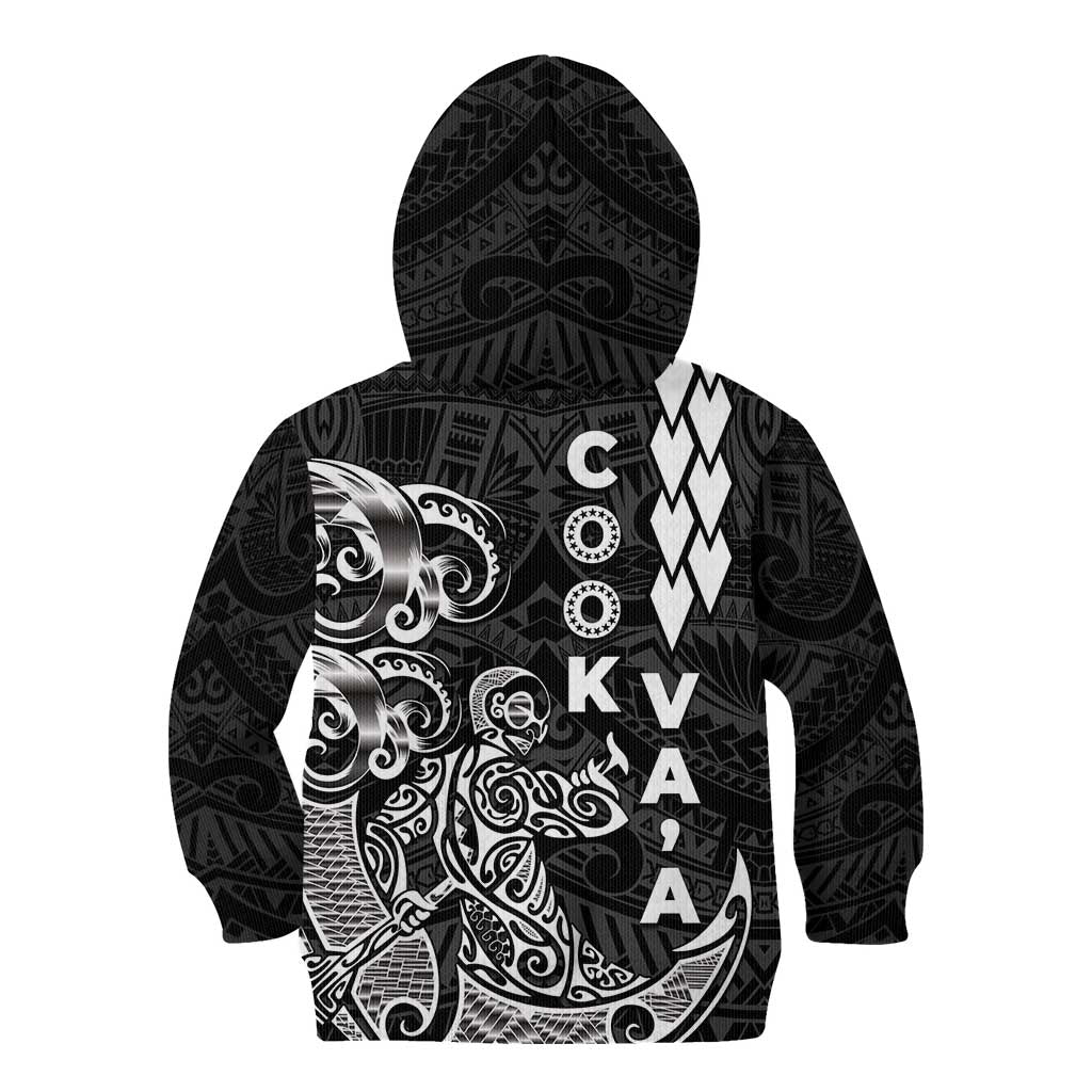 Cook Islands Vaa Polynesian Art Tattoo Kid Hoodie Black Color