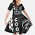 Cook Islands Vaa Polynesian Art Tattoo Kid Short Sleeve Dress Black Color
