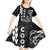Cook Islands Vaa Polynesian Art Tattoo Kid Short Sleeve Dress Black Color